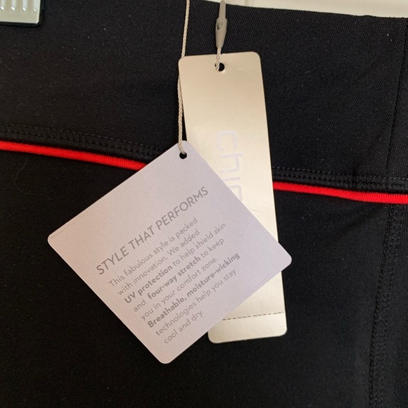 NWT Chico’s Zenergy black leggings with red trim and leg accents. Sz 2 (12-14) - Picture 4 of 9